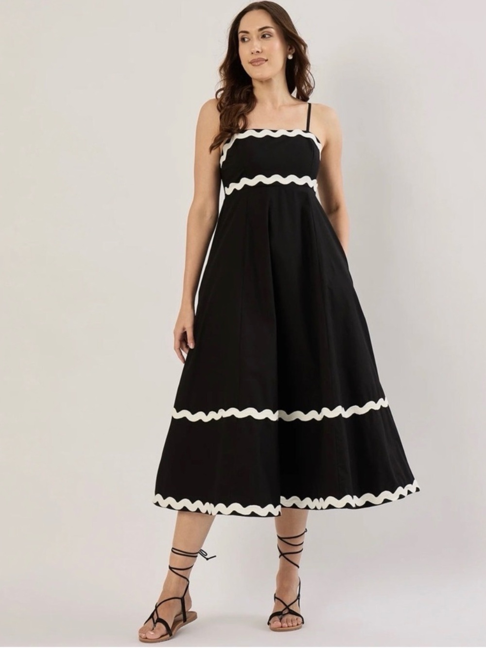 Sim & Sam Ric Rac Poplin Maxi Dress with Pockets, Size Small - Picture 4 of 4